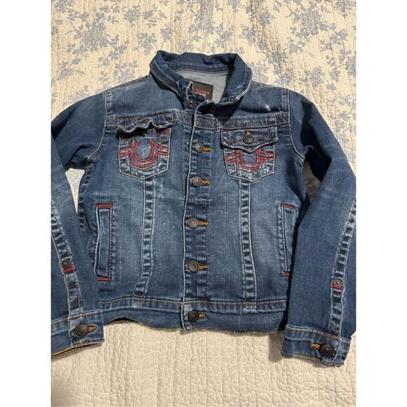 True Religion Manchester United kids Jean jacket Embroidered snap button 6 - Picture 1 of 6